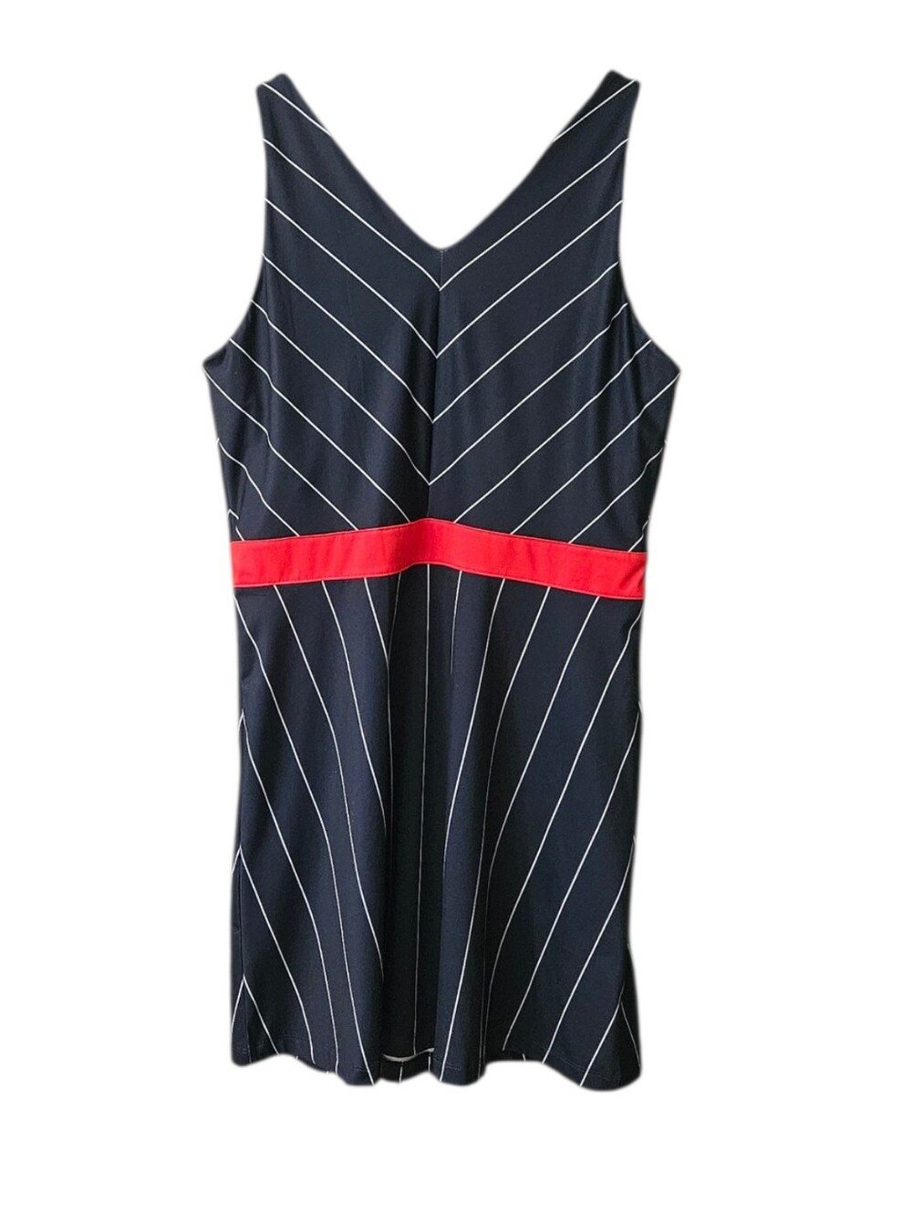 Fila Heritage Tennis Dress Women's Large V-Neck Navy Pinstripe Athleisure - Picture 2 of 11